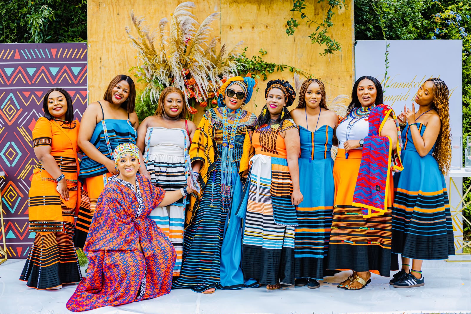 Group portrait in colourful Xhosa fashion